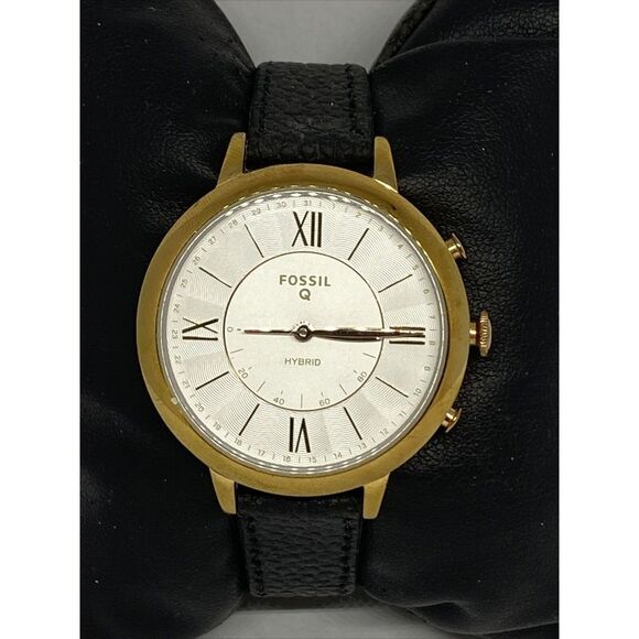 Fossil FTW5018 Women's Black Leather White Analog Dial Hybrid Smartwatch XX802 - Picture 3 of 12